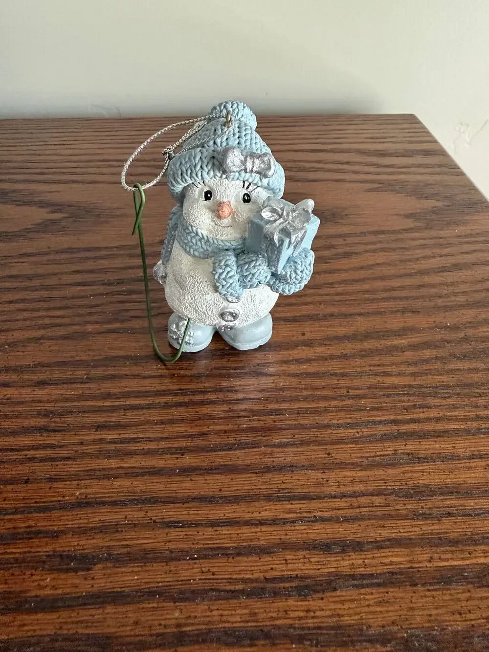 VTG snow Buddies Blue and white Small Snowman Christmas Ornament